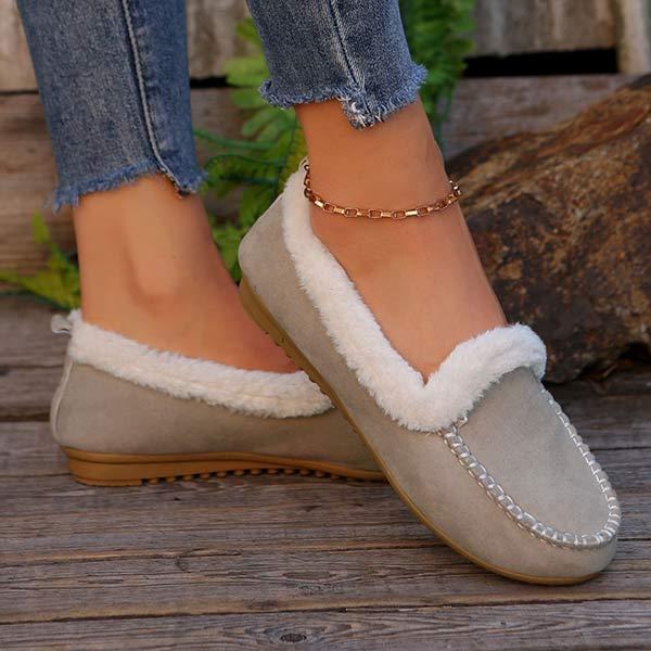 Women's Flat Fleece-Cuffed Cotton Shoes 82686035C