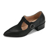 Women's Retro Pointed Toe Chunky Heel Mary Jane Shoes 35492373C