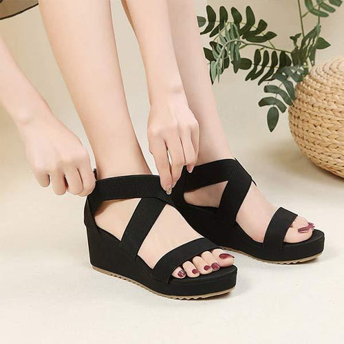 Women's Open-Toe Cross-Strap Wedge Sandals 02698715C