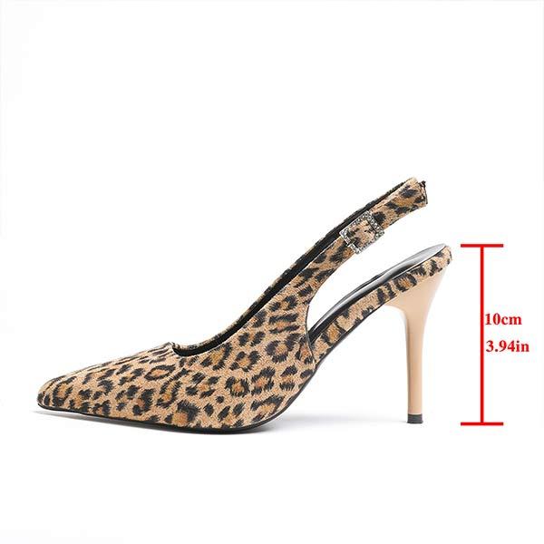 Women's Leopard Print Pointed Toe Back Heels 75690716C