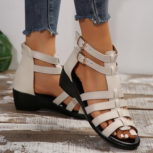 Women's Casual Zipper Wedge Roman Sandals 35362709S