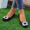 Women's Flat Suede Shoes With Diamond Buckles 10875975C