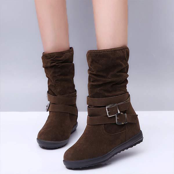 Women's Suede Belt Buckle Short Boots 45748686C