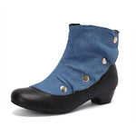 Women's Color-Blocked Mid-Heel Ankle Boots 98752492C