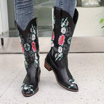 Women's Embroidered Pull-On Mid-Calf Riding Boots 31079677C