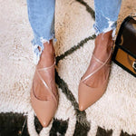 Women's Pointed Toe Cross Buckle Chunky Heel Sandals 85129058C