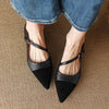 Women's Retro Pointed Toe Stitching Buckle Strap Flats 85741973C