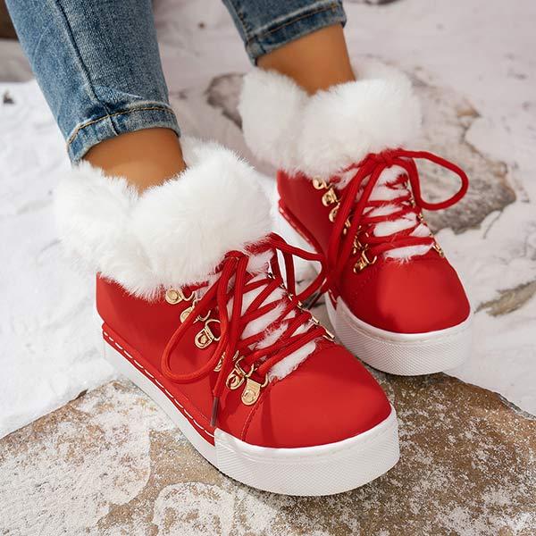 Women's Casual Long Fur Collar Winter Shoes 51228486C