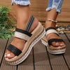 Women's Color-Block Buckle Wedge Platform Sandals with Peep Toe 59788550C