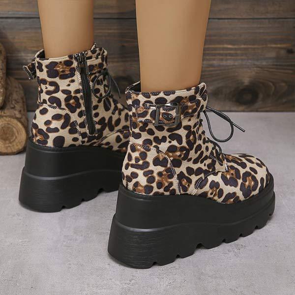 Women's Leopard Print Platform Ankle Boots 24467946C