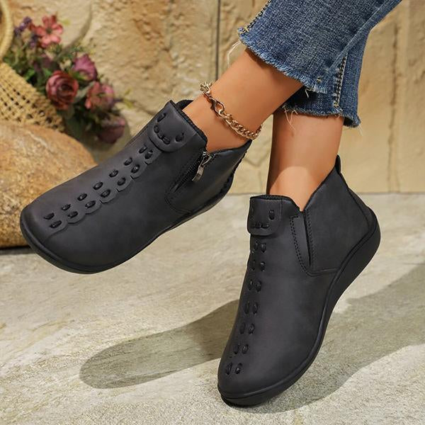 Women's Casual Flat Side Zipper Ankle Boots 65068959S