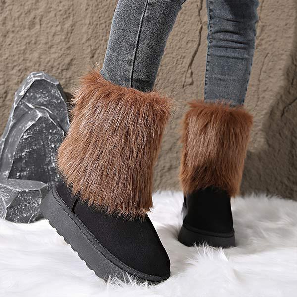 Women's Slip-On Snow Boots with Furry Cuffs 23099854C