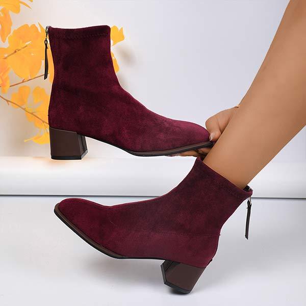 Women's Round Toe Chunky Heel Ankle Boots 21983226C