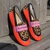 Women's Leopard Print Stitching Flat Casual Loafers 85832308C