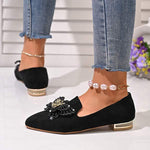 Women's Pointed Toe Beaded Shallow Flat Casual Shoes 38525316C