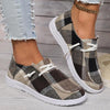 Women's Lace-Up Casual Plaid Flat Canvas Shoes 06532324S