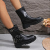 Women's Vintage Buckle Platform Mid-calf Boots 63245946S