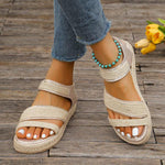 Women's Straw Thick Sole Slip-On Beach Sandals 00770312S