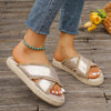 Women's Cross-Strap Espadrille Thick-Soled Slippers 23604536S