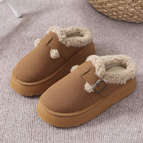 Women's Platform Fuzzy Strap Warm Slippers 43191304C