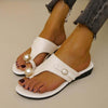 Women's Pearl Flat Casual Slippers with Toe Ring 85254417S