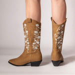 Women's Embroidered Cowboy-Style Riding Boots 03872038C