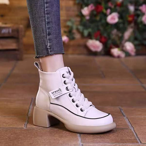 Women's Vintage High-Top Lace-Up Casual Short Boots 50409119C