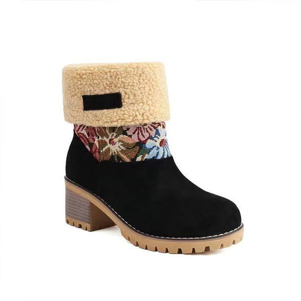 Women's Colorful Print Thick-Soled Fleece-Lined Snow Boots 56433698C