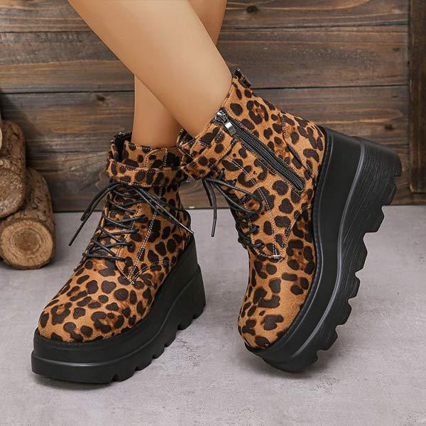 Women's Leopard Print Platform Ankle Boots 24467946C