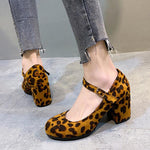 Women's Retro Leopard Buckle Pumps 89386006S