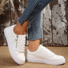 Women's Casual Zipper Decorated Lace-up Sneakers 15454681S