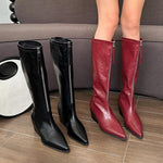 Women's Fashion Pointed Toe Zipper Knee-High Boots 92218550S