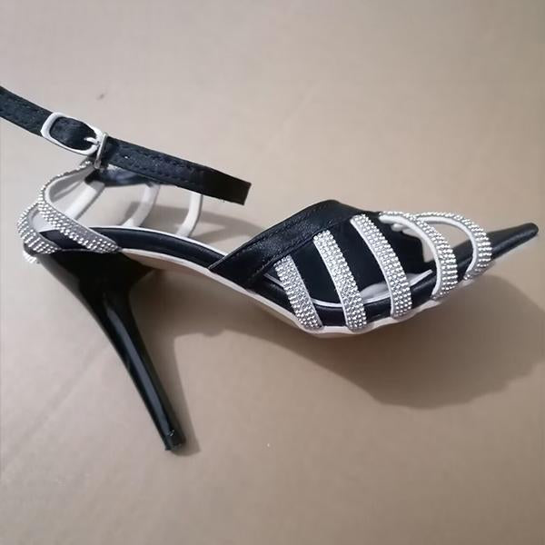 Women's Fashion Square Toe Rhinestone Stiletto Sandals 10303968C