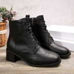 Women's Vintage-Style Side-Zip Chunky Heeled Lace-Up Ankle Boots 13789344C