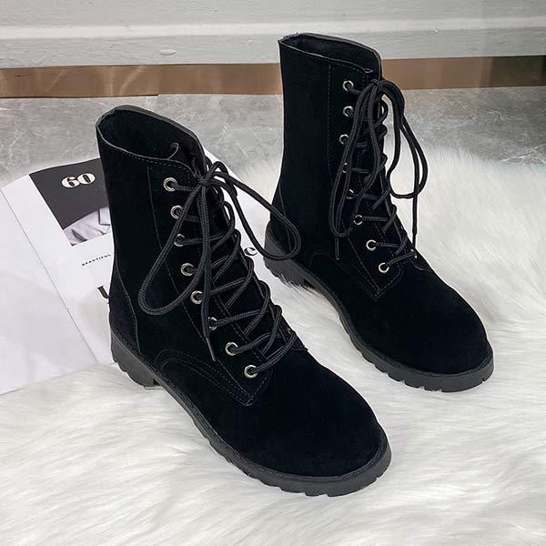 Women's Lace-Up Fur-Lined Warm Combat Boots 89736583C