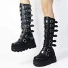 Women's Metal Buckle Platform Knee-High Boots 93118218C