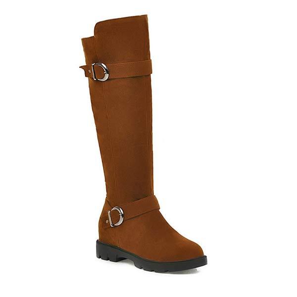 Women's Flat Buckle-Strap Knee-High Boots 35363104C