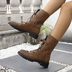 Women's Low Block Heel Lace-Up Fashion Boots 17264567C