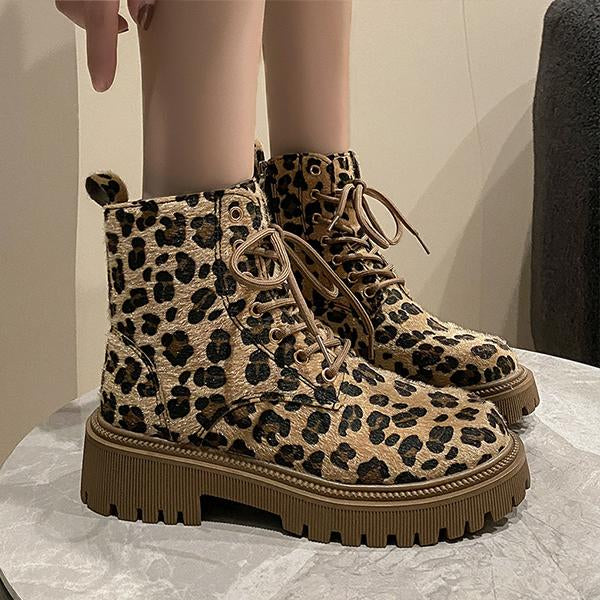 Women's Fashionable Casual Leopard Print Martin Boots 19640987S