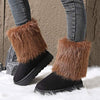 Women's Slip-On Snow Boots with Furry Cuffs 23099854C