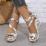 Women's Wedge Heel Thick Sole Printed Sandals 78450943C