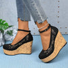 Women's Shallow Platform Platform Wedge Heel Strappy Shoes 51651434C