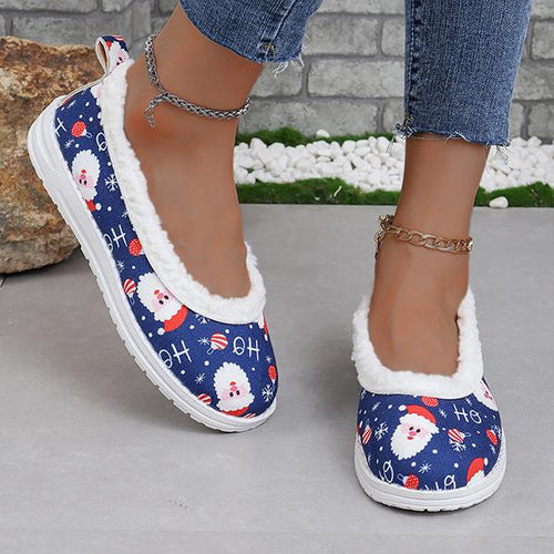 Women's Casual Christmas Elements Furry Flat Shoes 16016802S