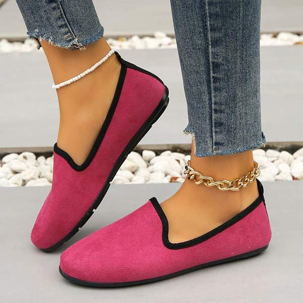 Women's Round-Toe Shallow Mouth Flats in Suede 60327533C