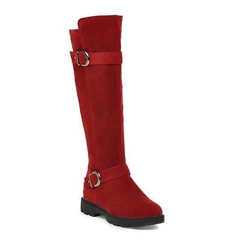 Women's Flat Buckle-Strap Knee-High Boots 35363104C