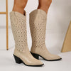 Women's Fashion Hollow Chunky Heel Knee-High Boots 25997127S