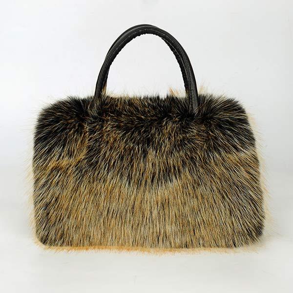 Faux Fur Raccoon Fur Large Capacity Tote Bag 88781659C