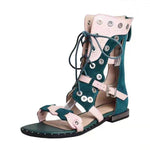 Women's Retro Casual Lace-Up Flat Roman Sandals 79928145S