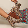 Women's Fashionable Leopard Print Stretch Ankle Boots 53413669C