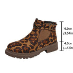 Women's Fashion Leopard Print Short Elastic Ankle Martin Boots 54961185C